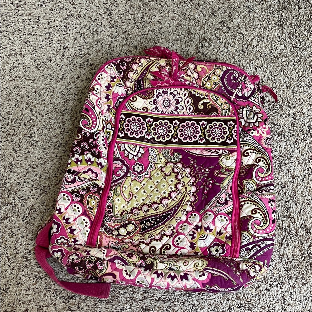 Vera Bradley Pink and Purple Paisley Backpack with Laptop Compartment